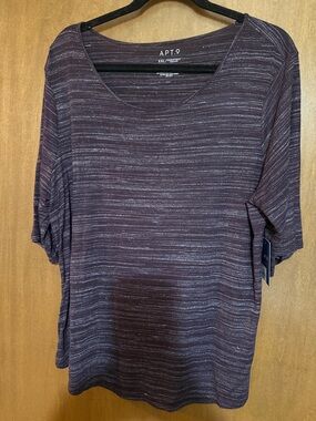 NWT Apt. 9 Women's Heathered Deep Plum Short-Sleeve to the Elbow Knit Top